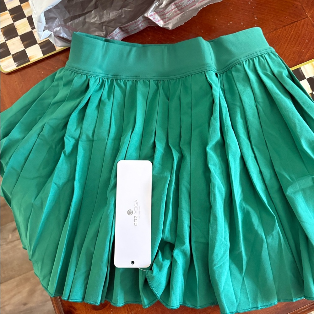 CRZ YOGA Green Pleated Skort